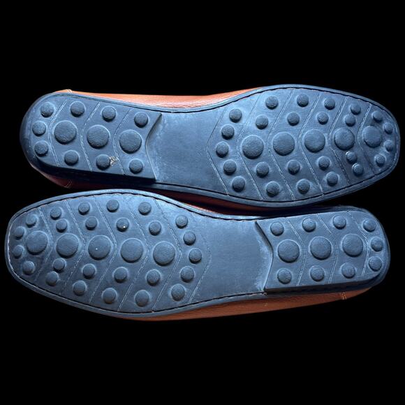 14th & UNION Men 13M Cognac Pebble Leather Driving Loafer Moccasins Preppy Shoe - Picture 9 of 11